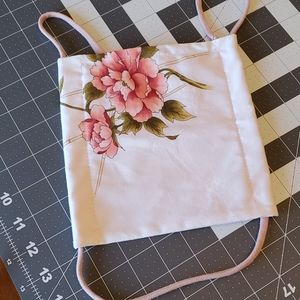 Hawaiian Floral Print White Cotton Face Mask